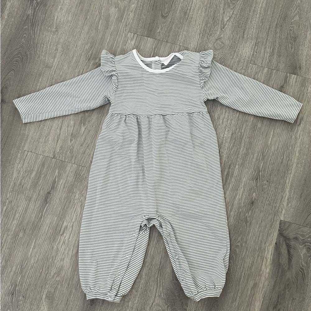 Stitchy Fish Gracie Romper Green Stripe